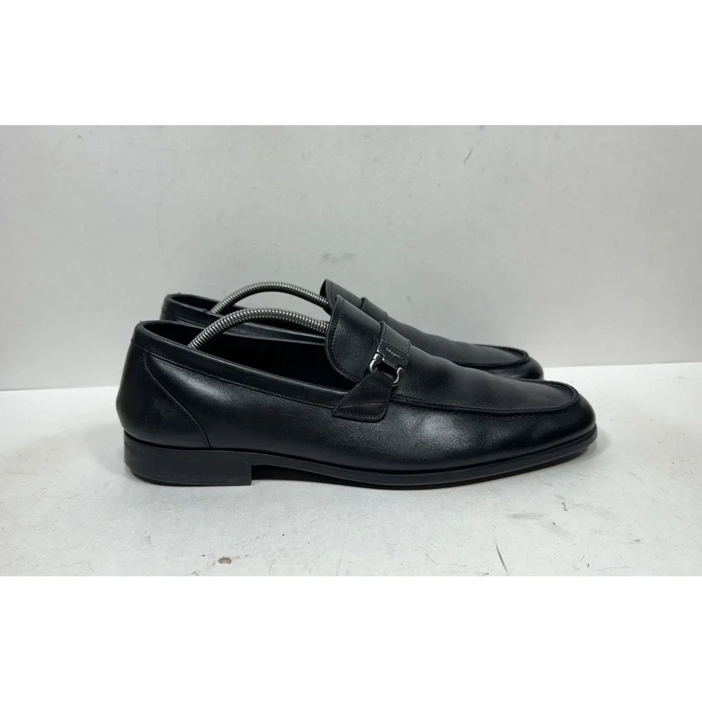 Salvatore Ferragamo Tangeri Black Leather Slip On Loafers Shoes Men's Size 11